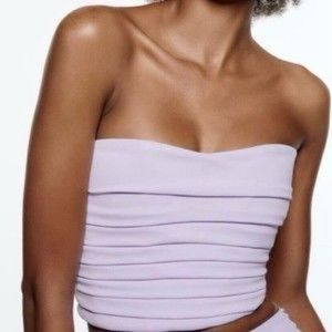 New Zara lilac pleated bustier top - small